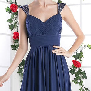 Navy A-Line Bridesmaid Long Dress